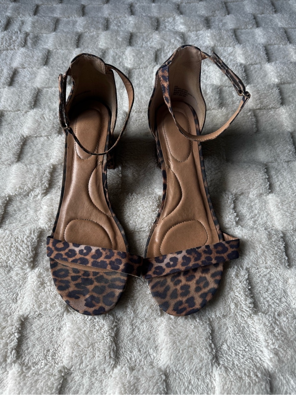 Leopard Print Ankle-Strap Heeled Sandals